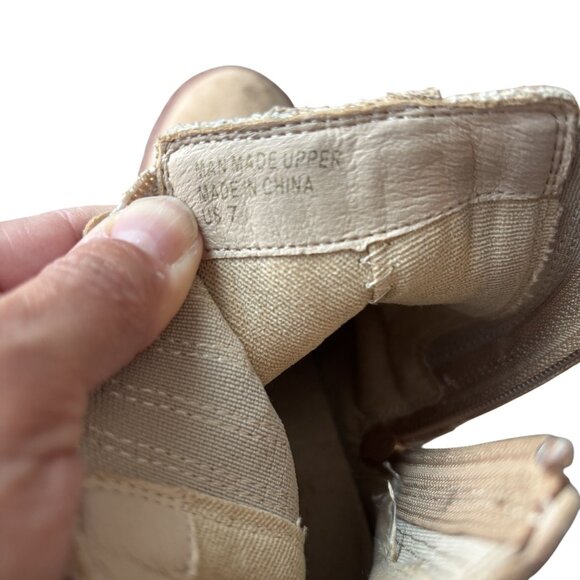 Oasis Society Womens Size 7 Beige Suede Ankle Boots Chunky Heel & Side Zippers - Picture 6 of 11